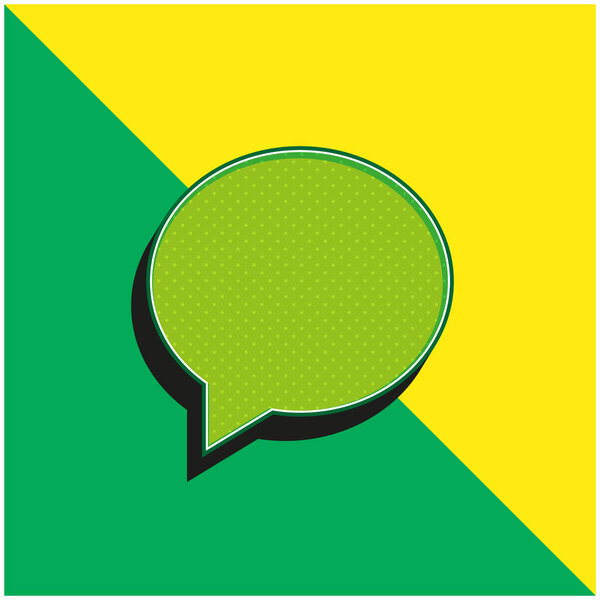 Черная овальная речь пузырь зеленый и желтый современный 3d векторный логотип