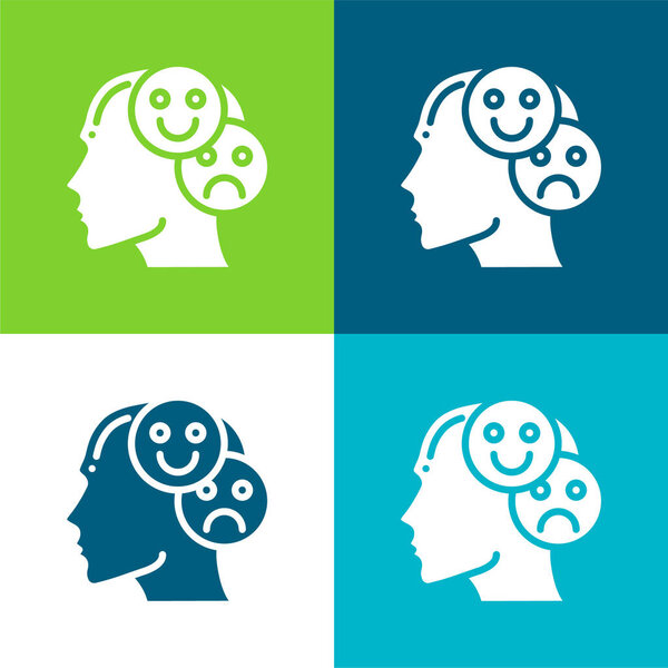 Bipolar Flat four color minimal icon set