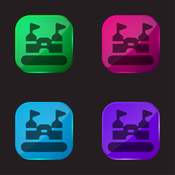 Bouncy Castle four color glass button icon