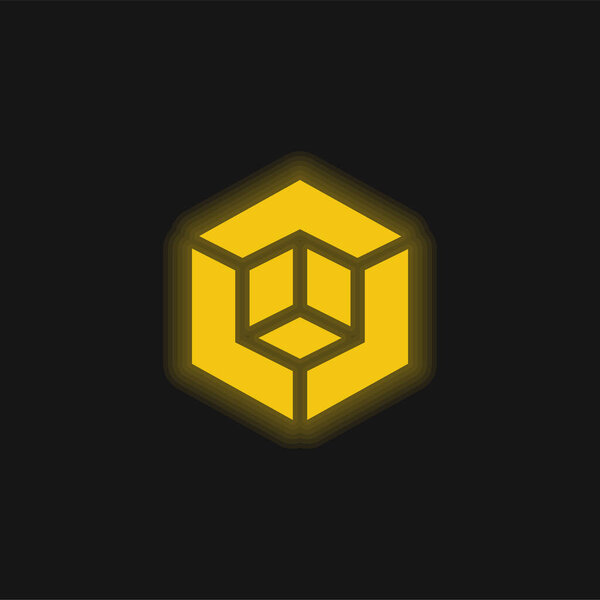 3d Model yellow glowing neon icon