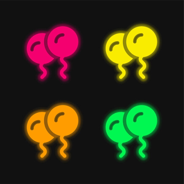 Balloon four color glowing neon vector icon