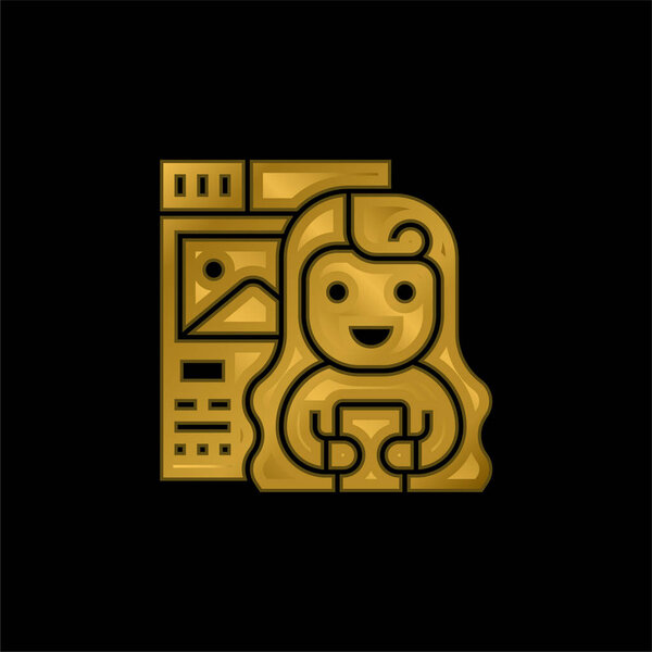 Blogger gold plated metalic icon or logo vector