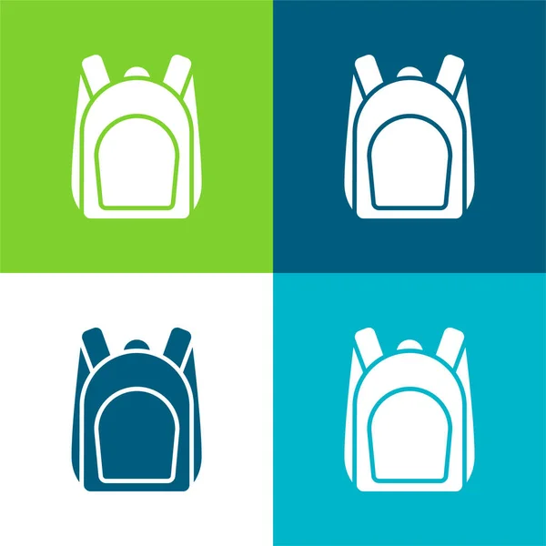 Bag Flat Four Color Minimal Icon Set — Stock Vector