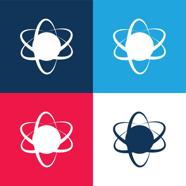 Atom Symbol blue and red four color minimal icon set