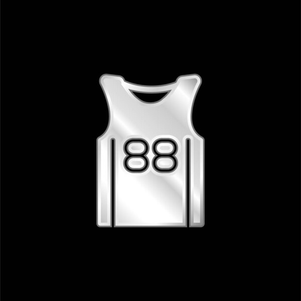 Basketball Jersey silver plated metallic icon