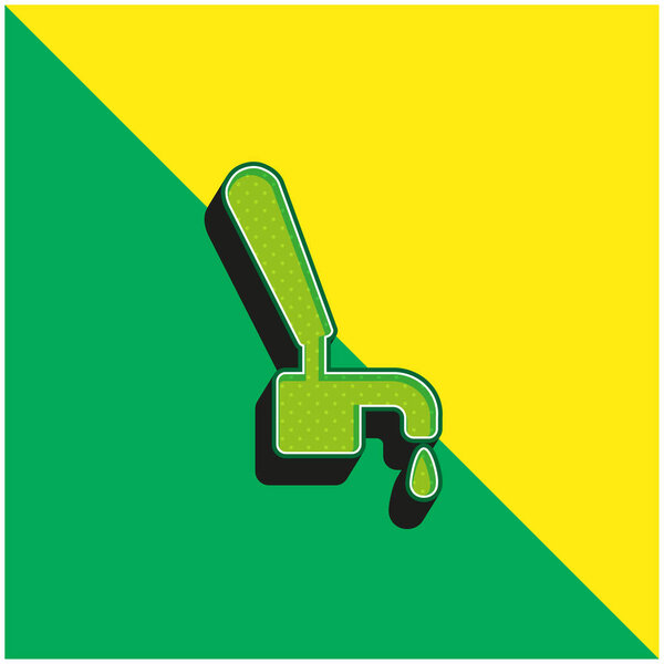 Пивной кран Зеленый и желтый современный 3d логотип векторной иконки
