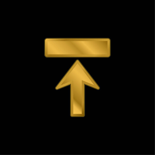 Arrow Upward To Rectangle Shape gold plated metalic icon or logo vector
