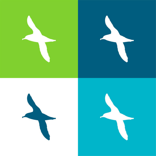 Albatross Bird Shape Flat four color minimal icon set