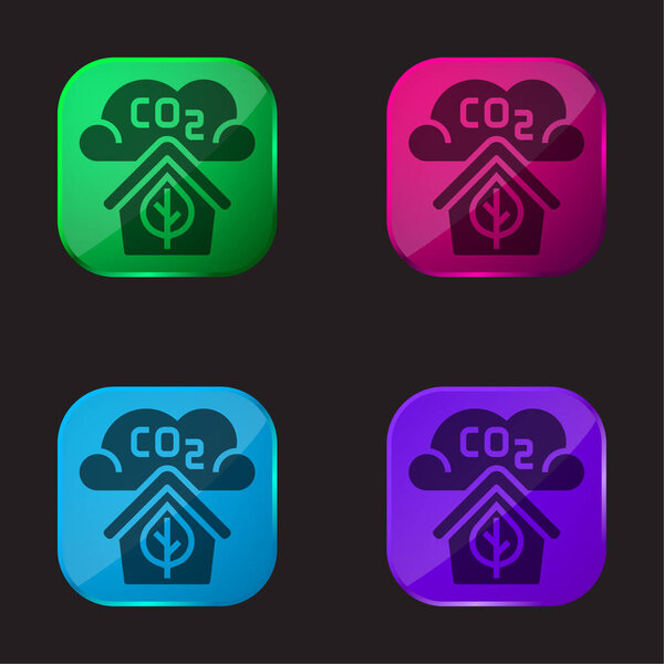 Air Quality four color glass button icon