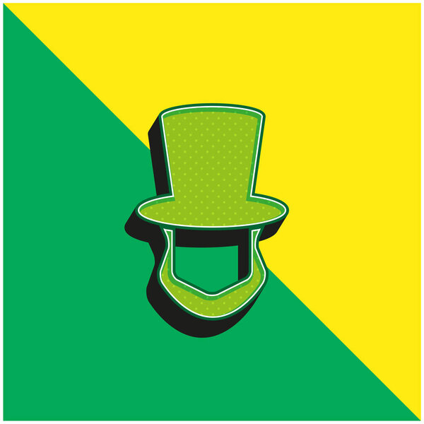 Abraham Lincoln Hat And Beard Shapes Green and yellow modern 3d vector icon logo