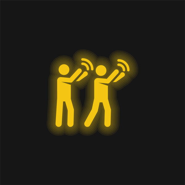 Аплодисменты желтая светящаяся неоновая икона