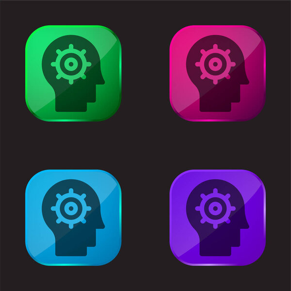 Искусственный интеллект четырехцветная кнопка стекла