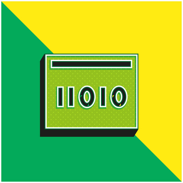 Binary Code Green and yellow modern 3d vector icon logo