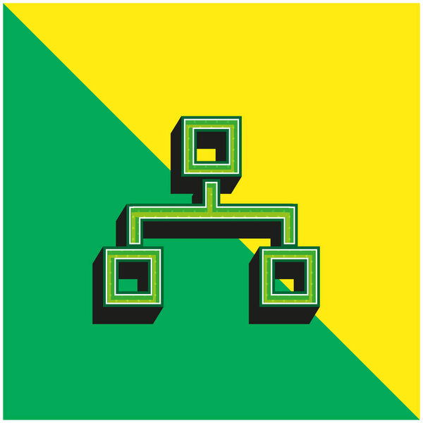Blocks Scheme Graphic Green and yellow modern 3d vector icon logo