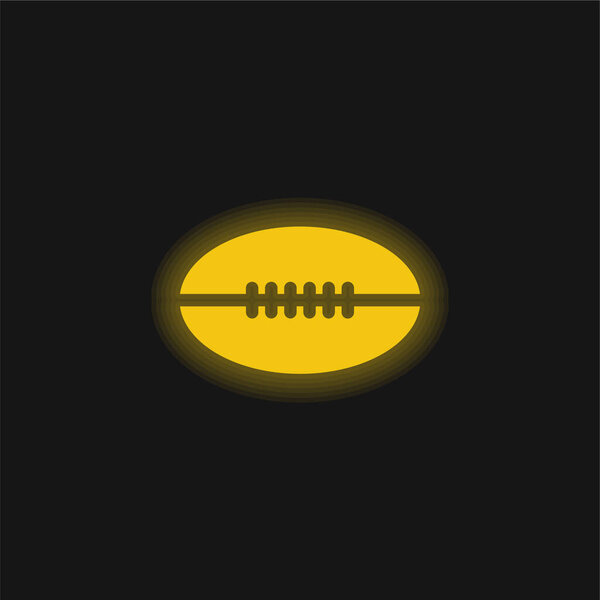 American Football Ball yellow glowing neon icon