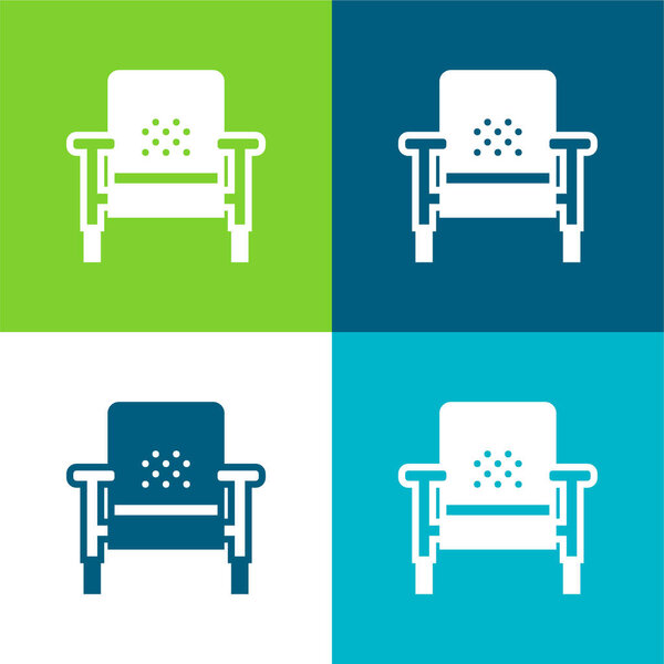 Armchair Flat four color minimal icon set