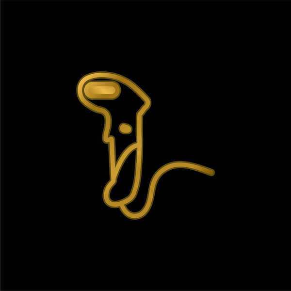 Barcode Scanner gold plated metalic icon or logo vector