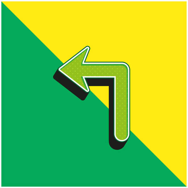 Arrow Of Large Size Turning To The Left Green and yellow modern 3d vector icon logo