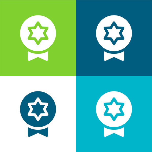 Badge Flat four color minimal icon set