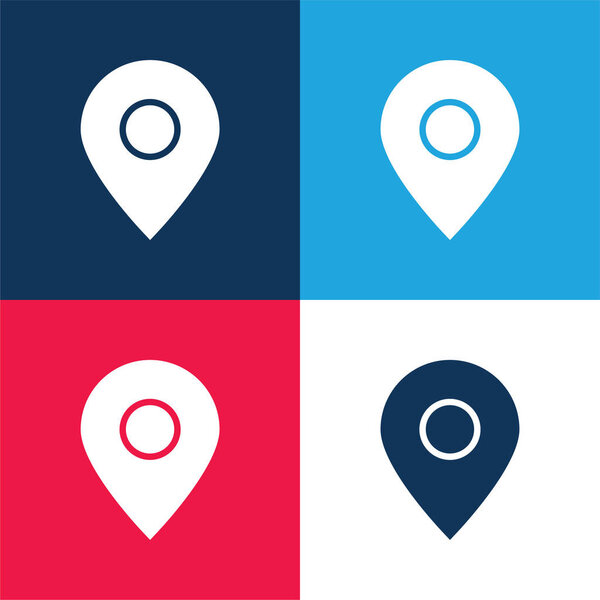 Big Map Locator blue and red four color minimal icon set