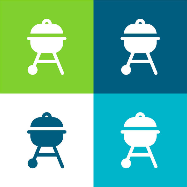 Bbq Flat four color minimal icon set
