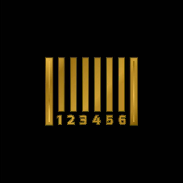 Barcode gold plated metalic icon or logo vector