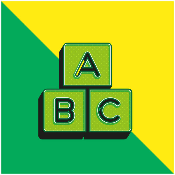 Alphabet Green and yellow modern 3d vector icon logo