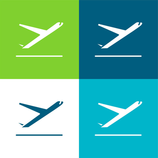 Airplane Flat four color minimal icon set