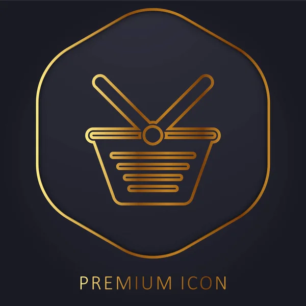 Cesto Linea Dorata Logo Premium Icona — Vettoriale Stock