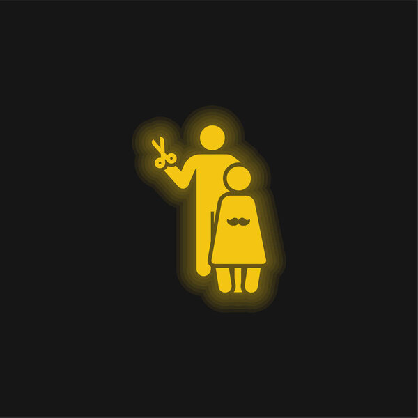 Barber yellow glowing neon icon