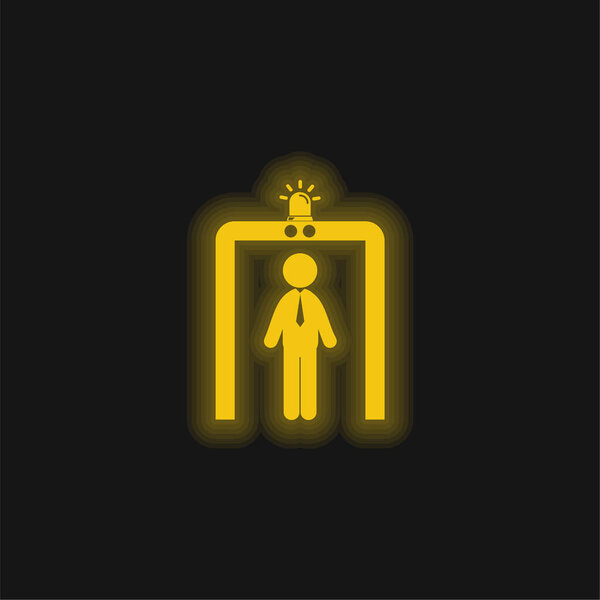 Airport Security Portal yellow glowing neon icon