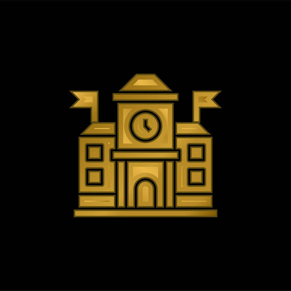 Academy gold plated metalic icon or logo vector