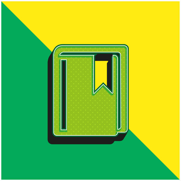 Book With Bookmark Green and yellow modern 3d vector icon logo
