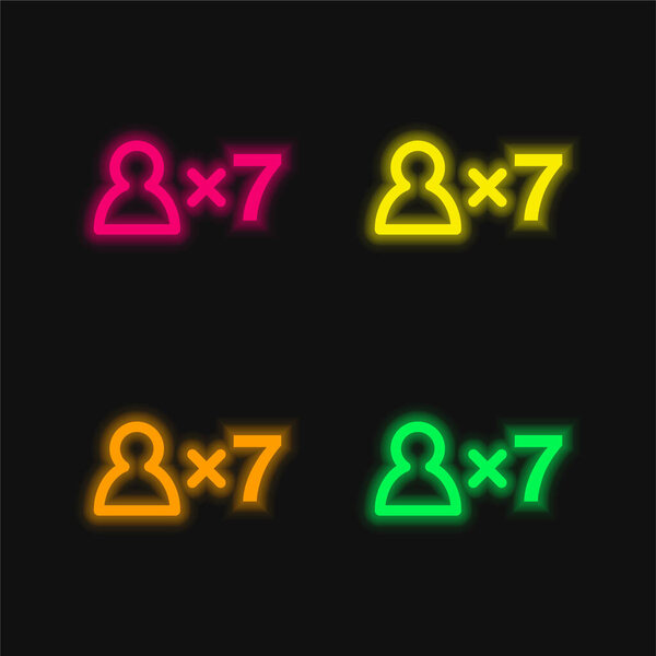 Иконка векторного неонового цвета "7 лиц"
