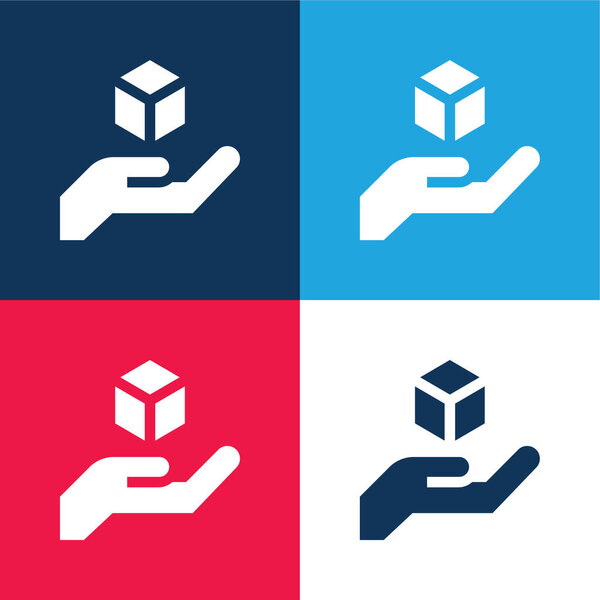 3d моделирование синий и красный четыре цвета минимальный набор значков