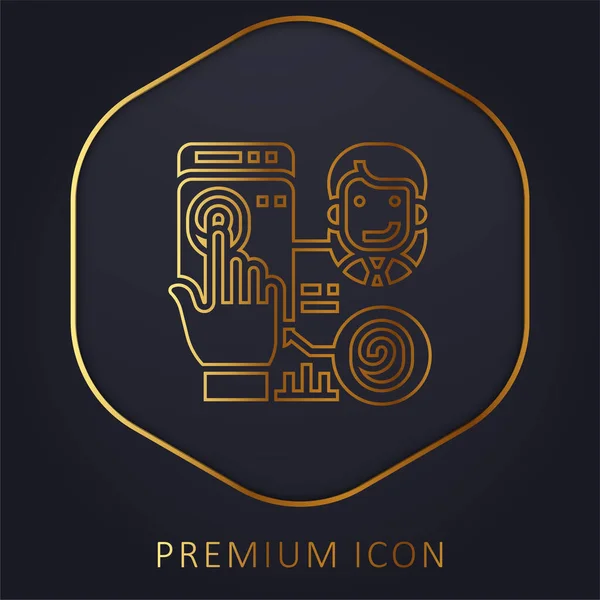 Biometrische Gouden Lijn Premium Logo Pictogram — Stockvector