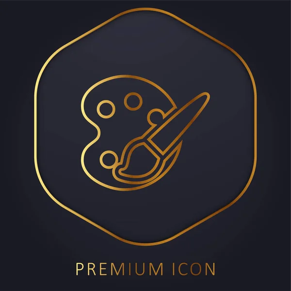 Złota Linia Art Palette Logo Premium Lub Ikona — Wektor stockowy