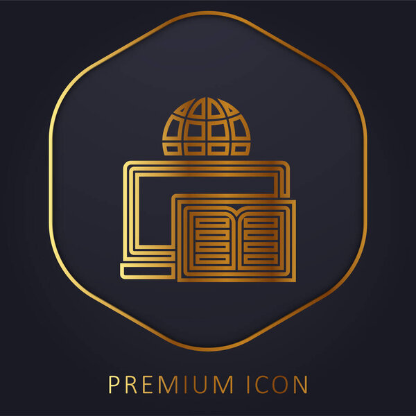 Книга золотая линия премиум логотип или значок