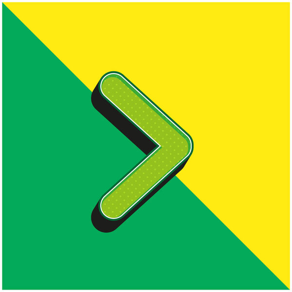 стрелка угол указывая на правый зеленый и желтый современный 3D логотип векторной иконки