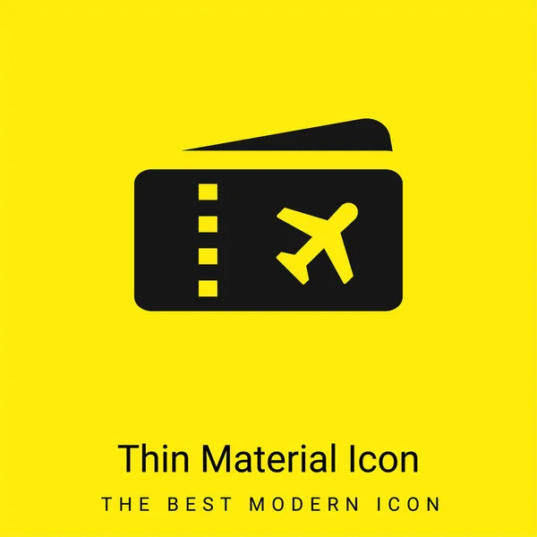 Bilhete Avião Mínimo Ícone Material Amarelo Brilhante — Vetor de Stock