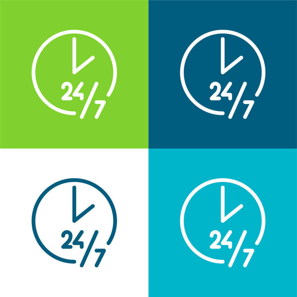 24 Hours Flat four color minimal icon set