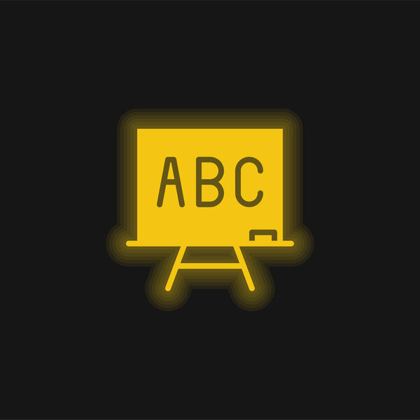 Abc yellow glowing neon icon