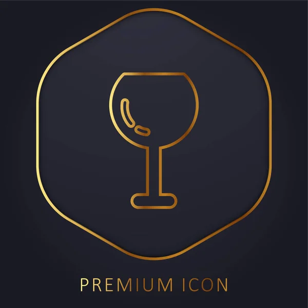 Big Wine Glass Złote Logo Linii Premium Lub Ikona — Wektor stockowy