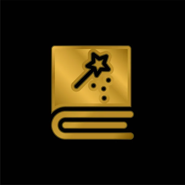 Livro Banhado Ouro Ícone Metálico Vetor Logotipo — Vetor de Stock