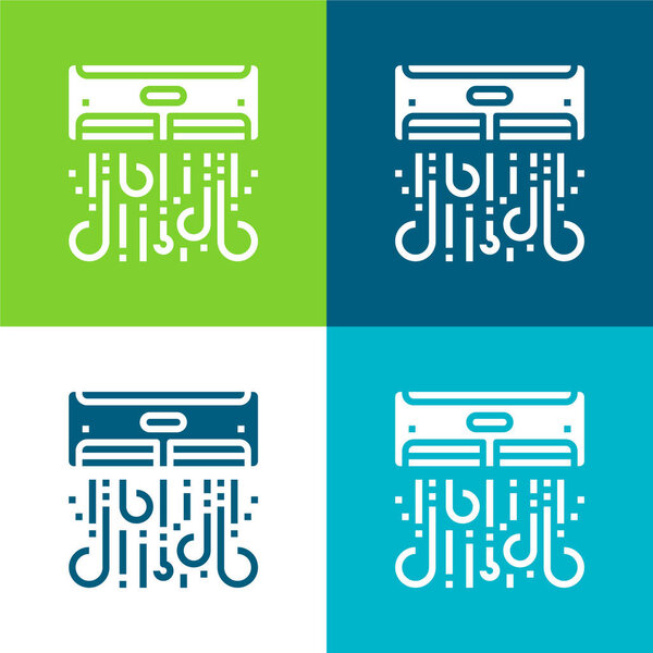 Кондиционер Плоский четырехцветный минимальный набор значков