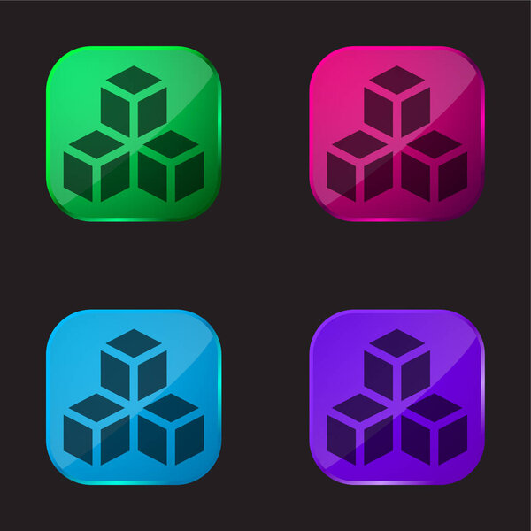 3d four color glass button icon