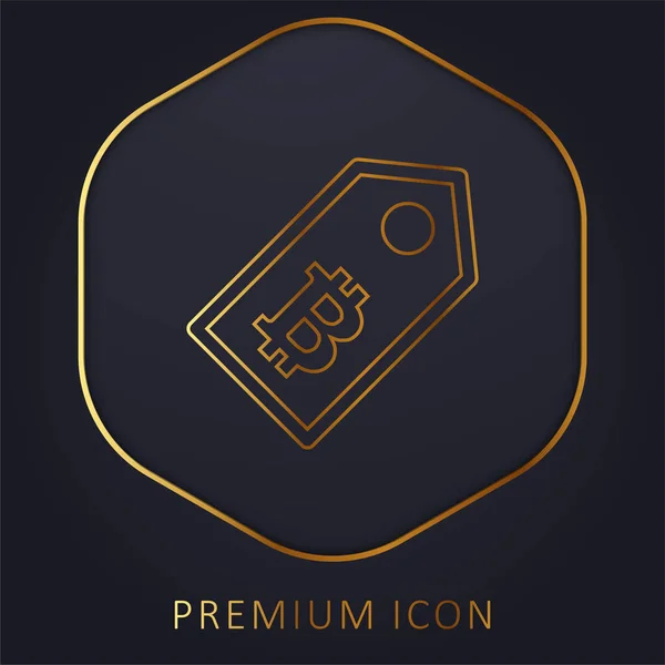 Etiqueta Bitcoin Etiqueta Linha Dourada Logotipo Premium Ícone —  Vetores de Stock