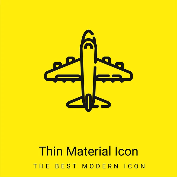 Avión Mínimo Icono Material Amarillo Brillante — Vector de stock