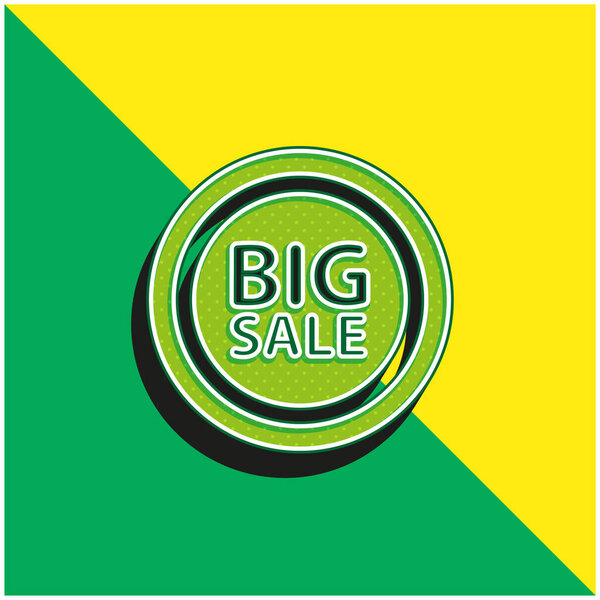 Big Sale Badge Green и желтый современный 3d векторный логотип