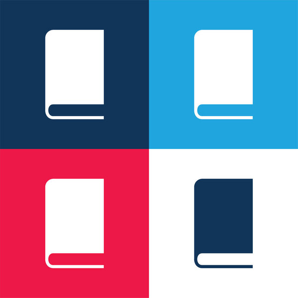 Книга с черно-синим и красным четырехцветным минимальным набором иконок